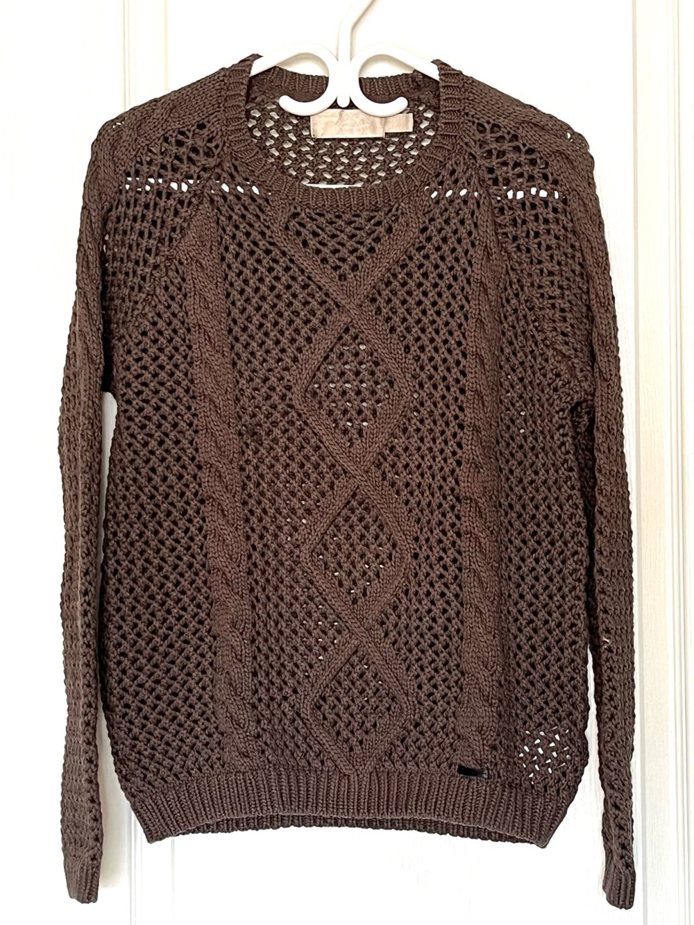 Pedro del Hierro Sport Women Brown Cable Knit Open Stitch Sweater Size US 8